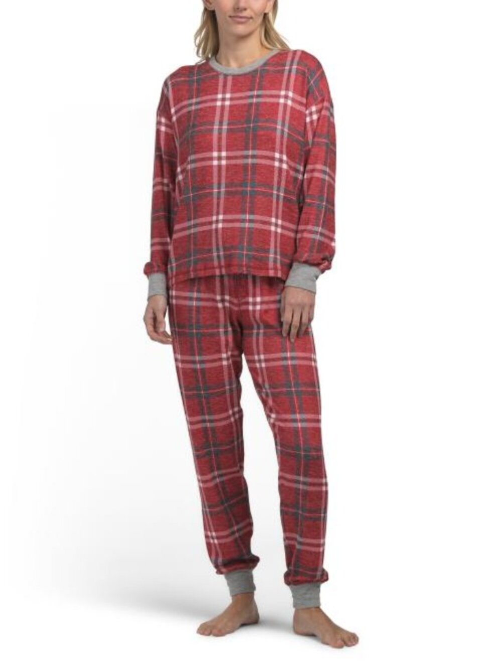 PJ SALVAGE 2pc Cozy Plaid Pajama Set